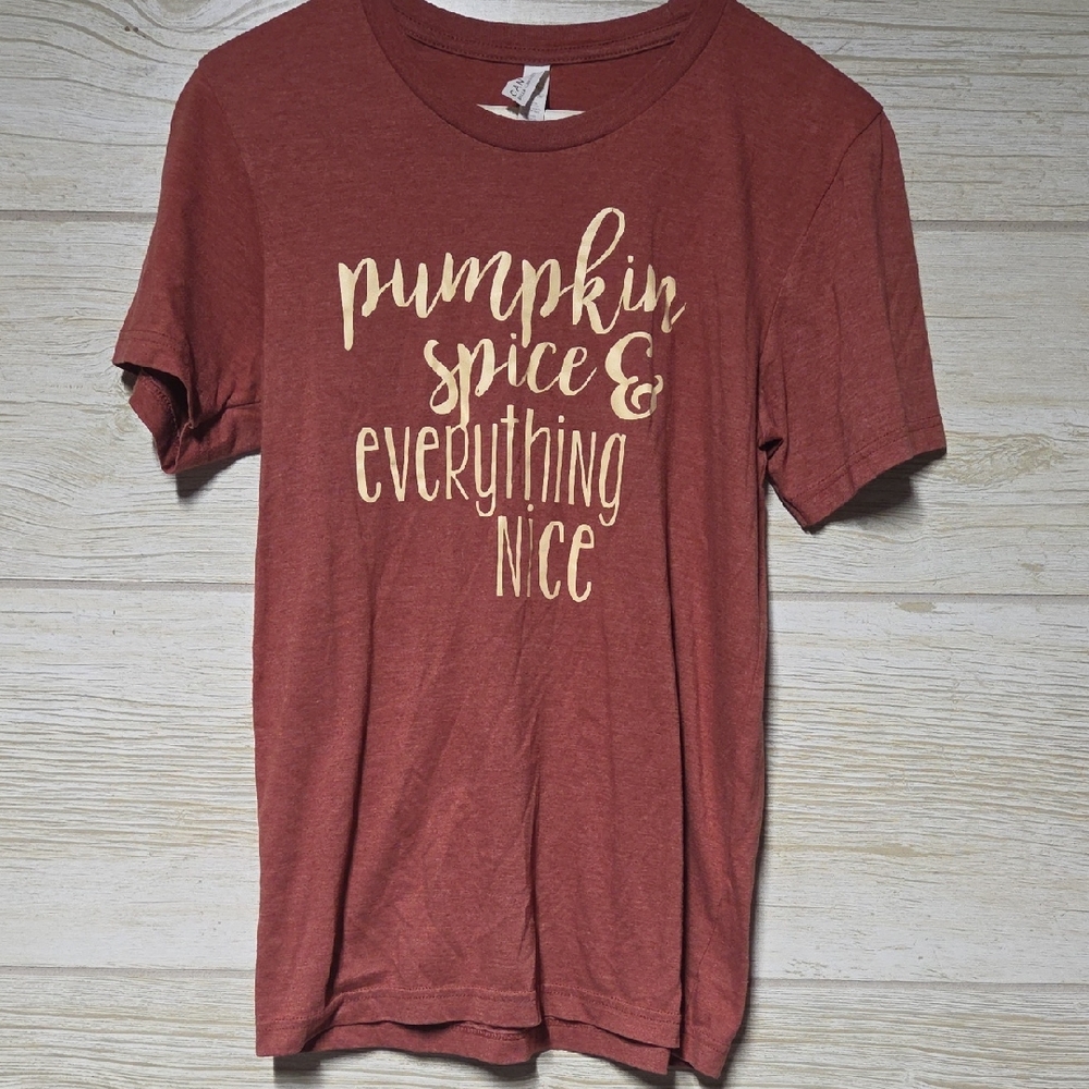 Bella Canvas Rust Red Tee with Cream Pumpkin Spice Script